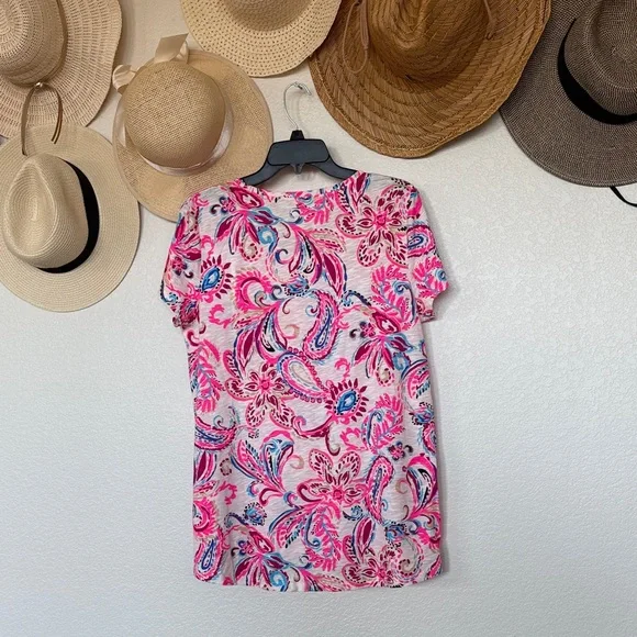 Lilly Pulitzer NWT Etta “Coconut Flitting About” Paisley Top in Ladies Large - Picture 5 of 13